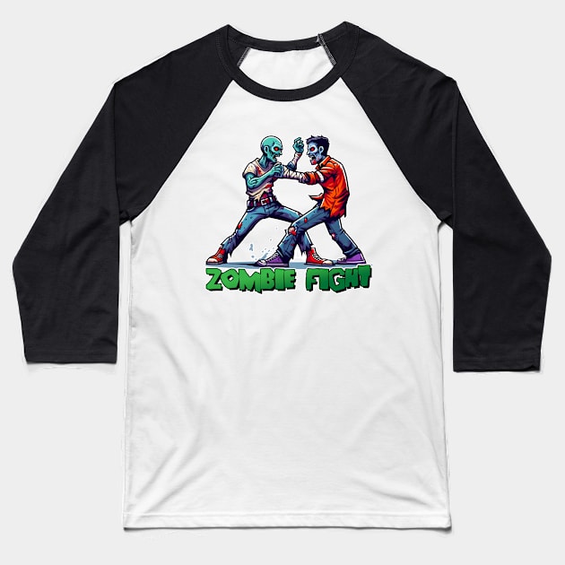 Tiger vs Zombie Fight Baseball T-Shirt by Rawlifegraphic